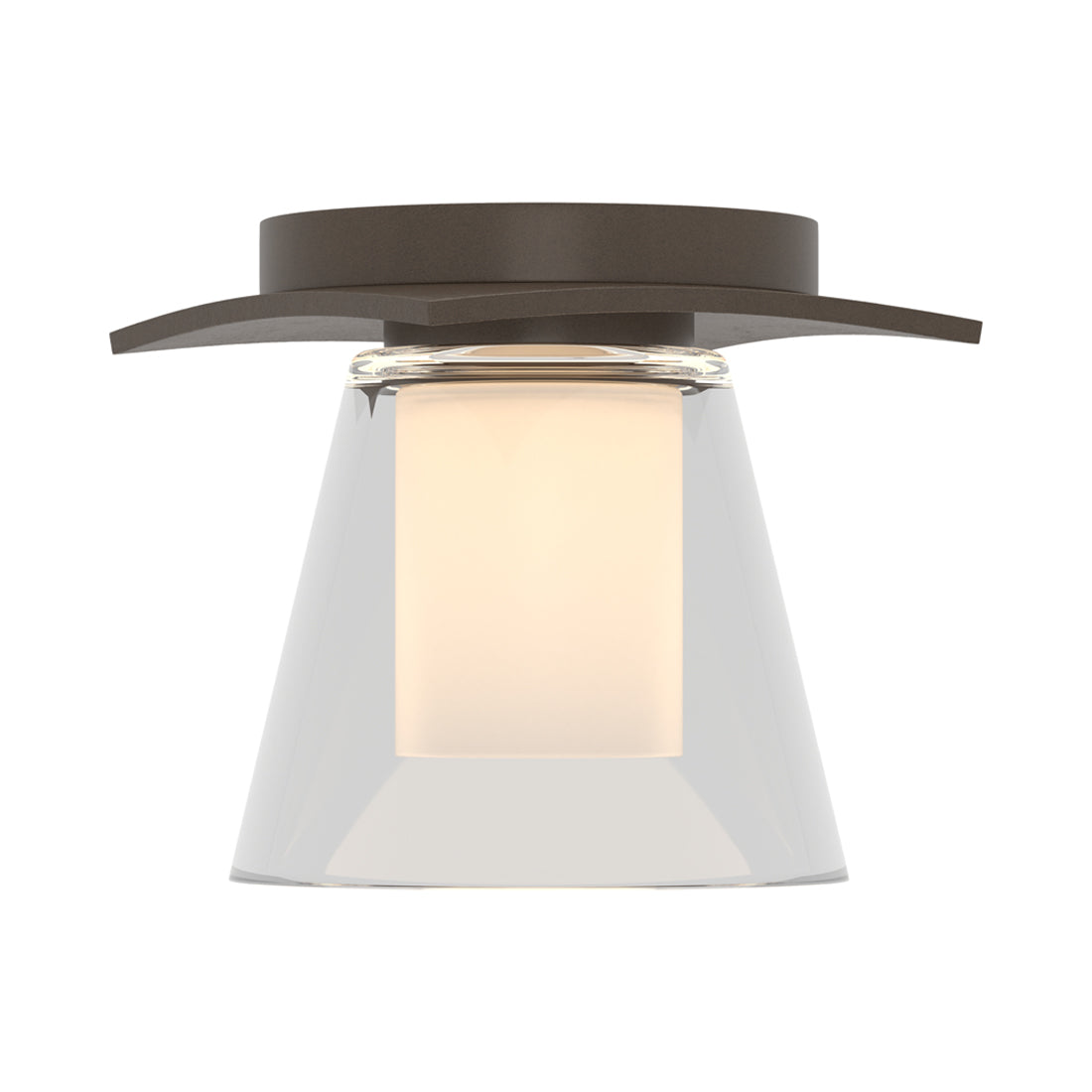 Wren Flush Mount Ceiling Light in Bronze/Opal Glass.
