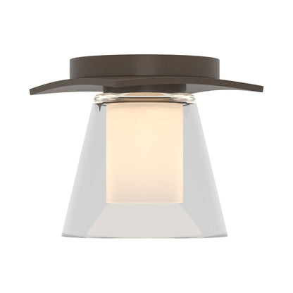 Wren Flush Mount Ceiling Light in Bronze/Opal Glass.