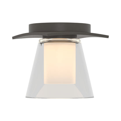 Wren Flush Mount Ceiling Light in Dark Smoke/Opal Glass.