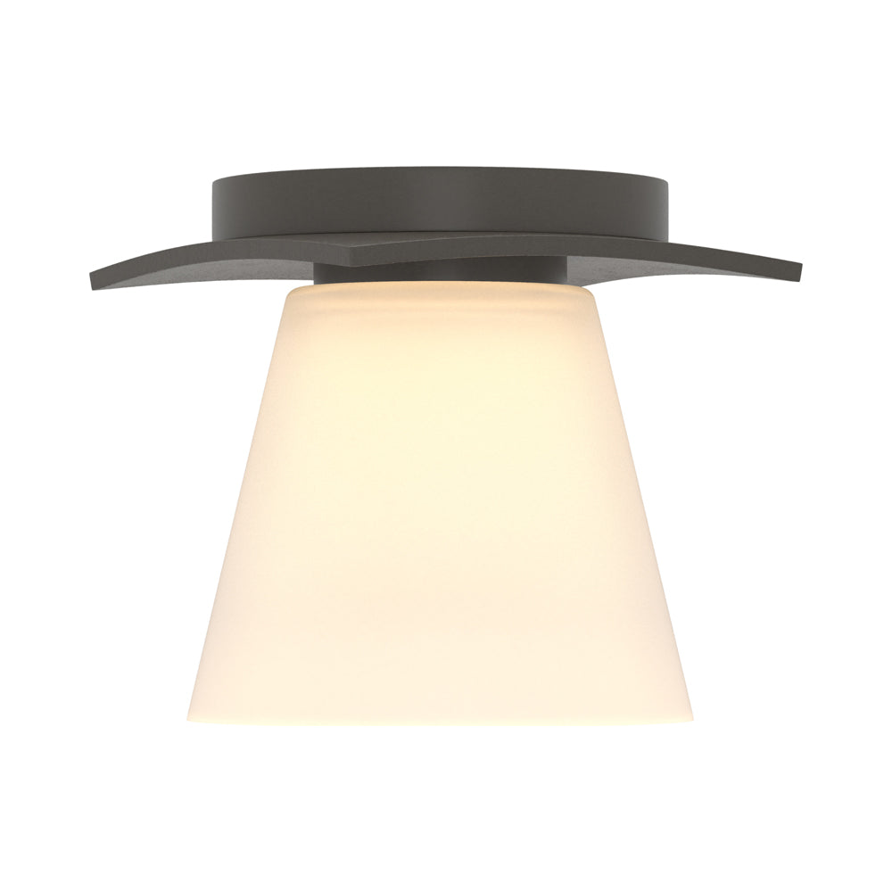 Wren Flush Mount Ceiling Light in Dark Smoke/Opal and Clear Glass.