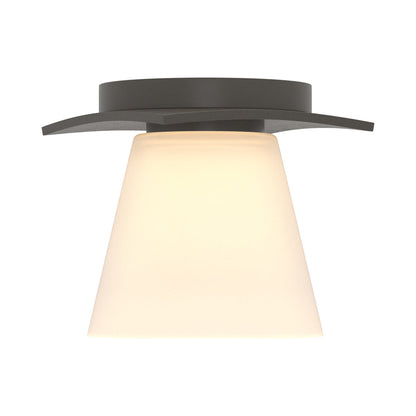 Wren Flush Mount Ceiling Light in Dark Smoke/Opal and Clear Glass.