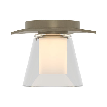 Wren Flush Mount Ceiling Light in Soft Gold/Opal Glass.
