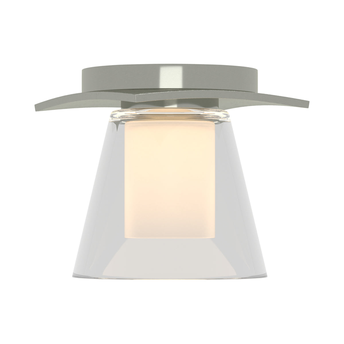 Wren Flush Mount Ceiling Light in Sterling/Opal Glass.