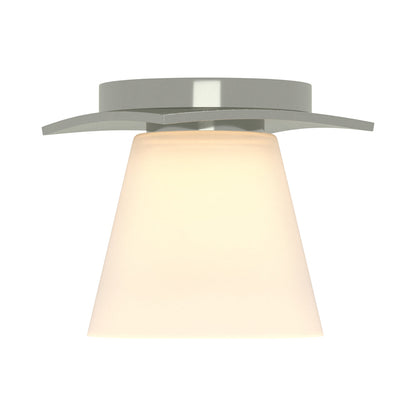 Wren Flush Mount Ceiling Light in Sterling/Opal and Clear Glass.