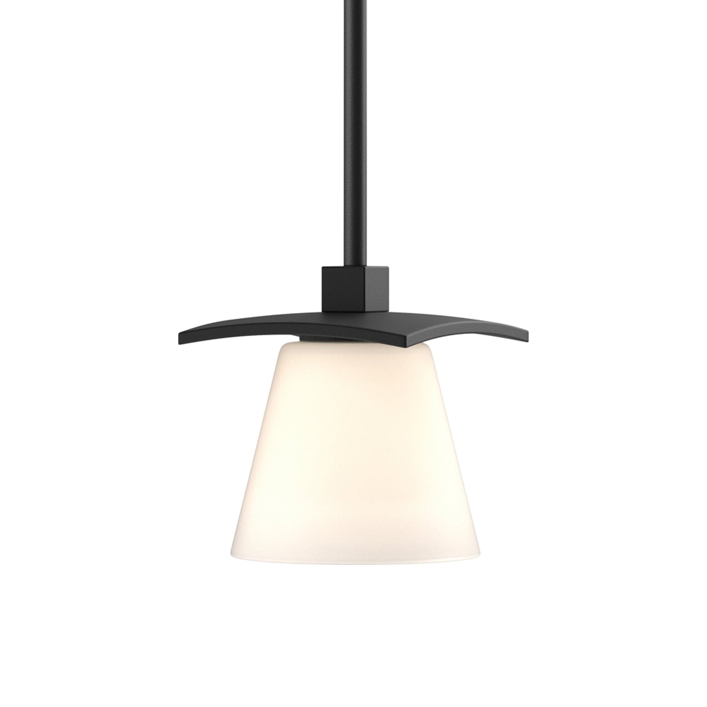 Wren Mini Pendant Light in Black/Opal and Clear Glass.