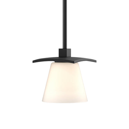 Wren Mini Pendant Light in Black/Opal and Clear Glass.