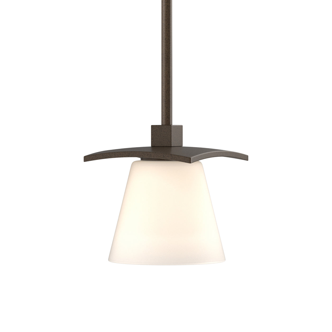 Wren Mini Pendant Light in Bronze/Opal and Clear Glass.