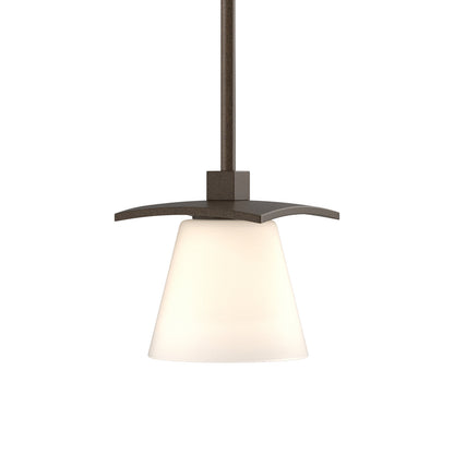 Wren Mini Pendant Light in Bronze/Opal and Clear Glass.