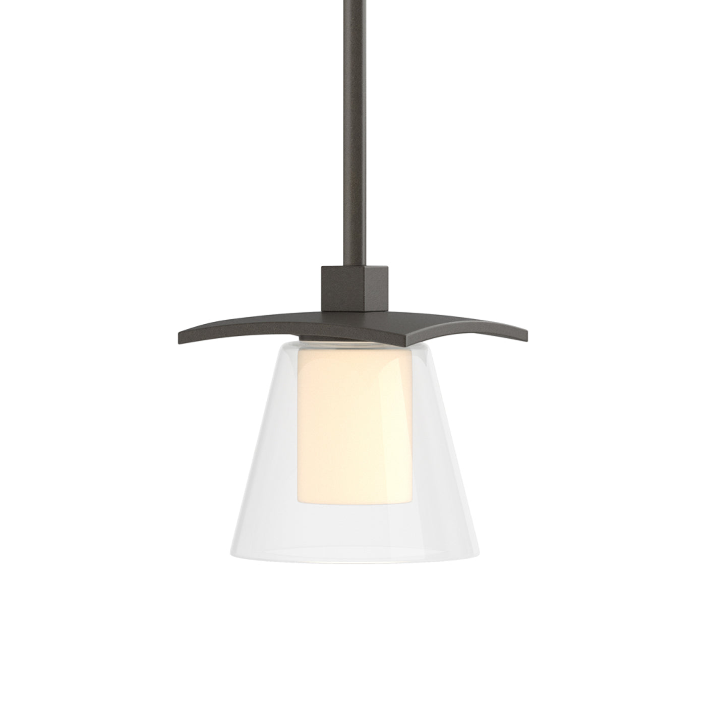 Wren Mini Pendant Light in Dark Smoke/Opal Glass.