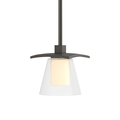 Wren Mini Pendant Light in Dark Smoke/Opal Glass.