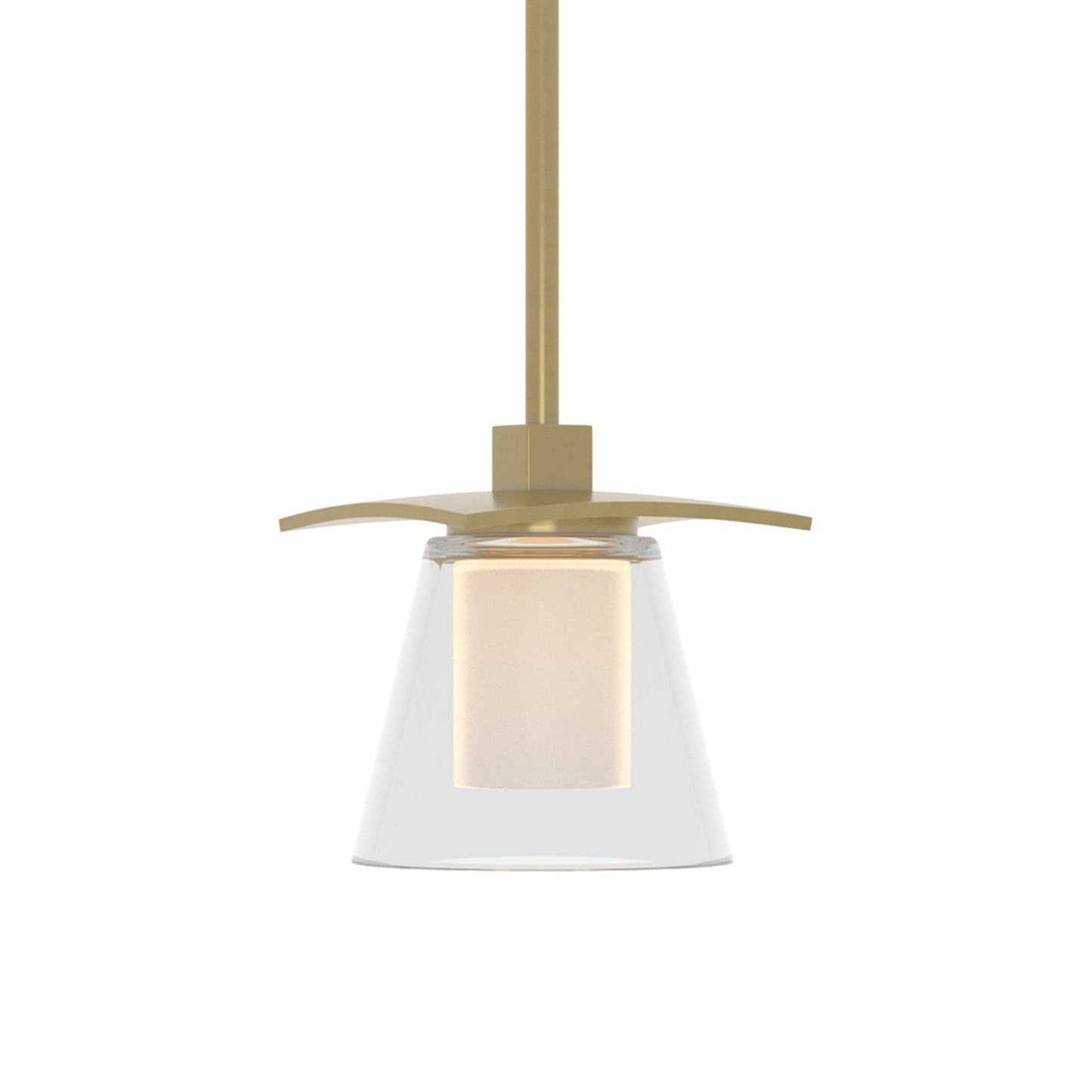 Wren Mini Pendant Light in Modern Brass/Opal Glass.