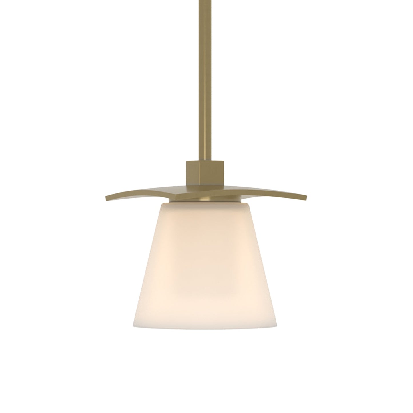 Wren Mini Pendant Light in Modern Brass/Opal and Clear Glass.