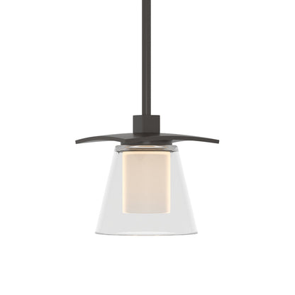 Wren Mini Pendant Light in Oil Rubbed Bronze/Opal Glass.