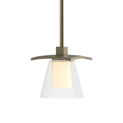 Wren Mini Pendant Light in Soft Gold/Opal Glass.