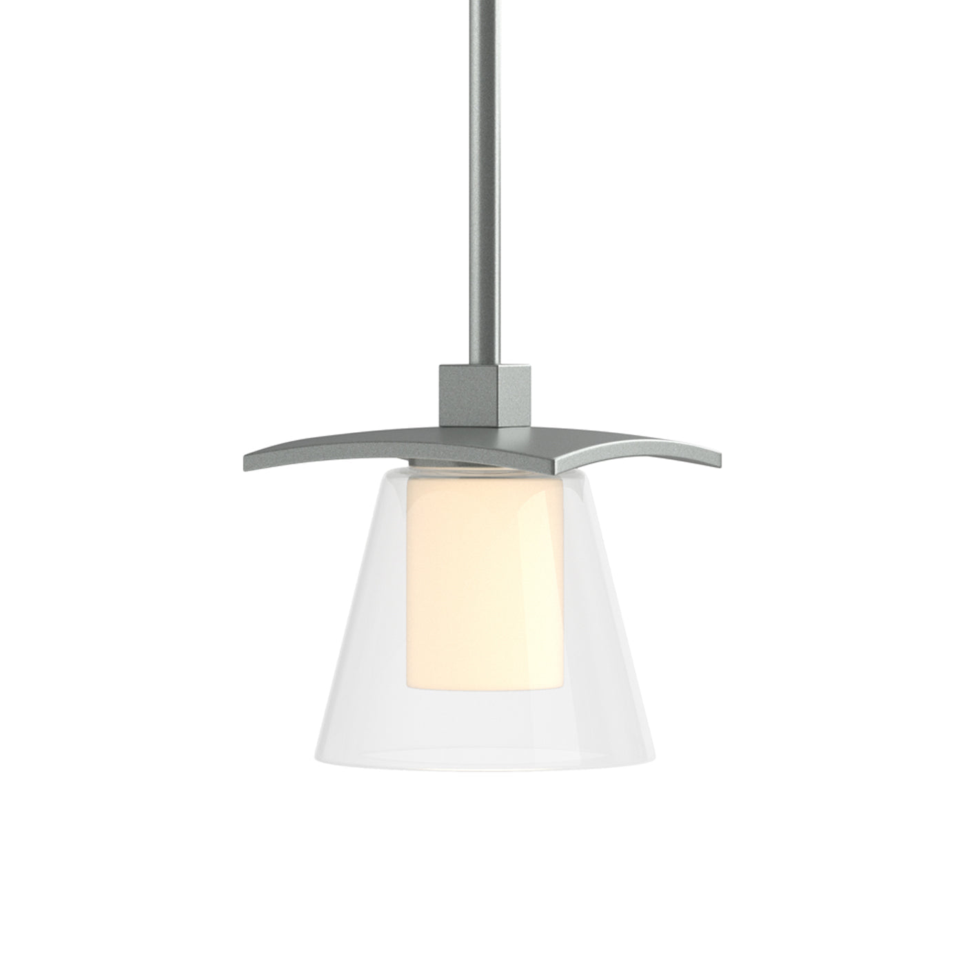Wren Mini Pendant Light in Vintage Platinum/Opal Glass.