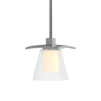 Wren Mini Pendant Light in Vintage Platinum/Opal Glass.