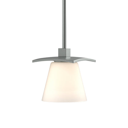Wren Mini Pendant Light in Vintage Platinum/Opal and Clear Glass.