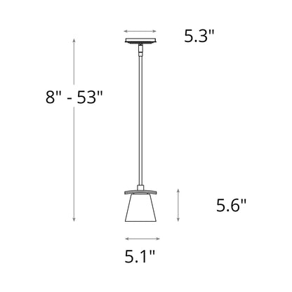Wren Mini Pendant Light - line drawing.