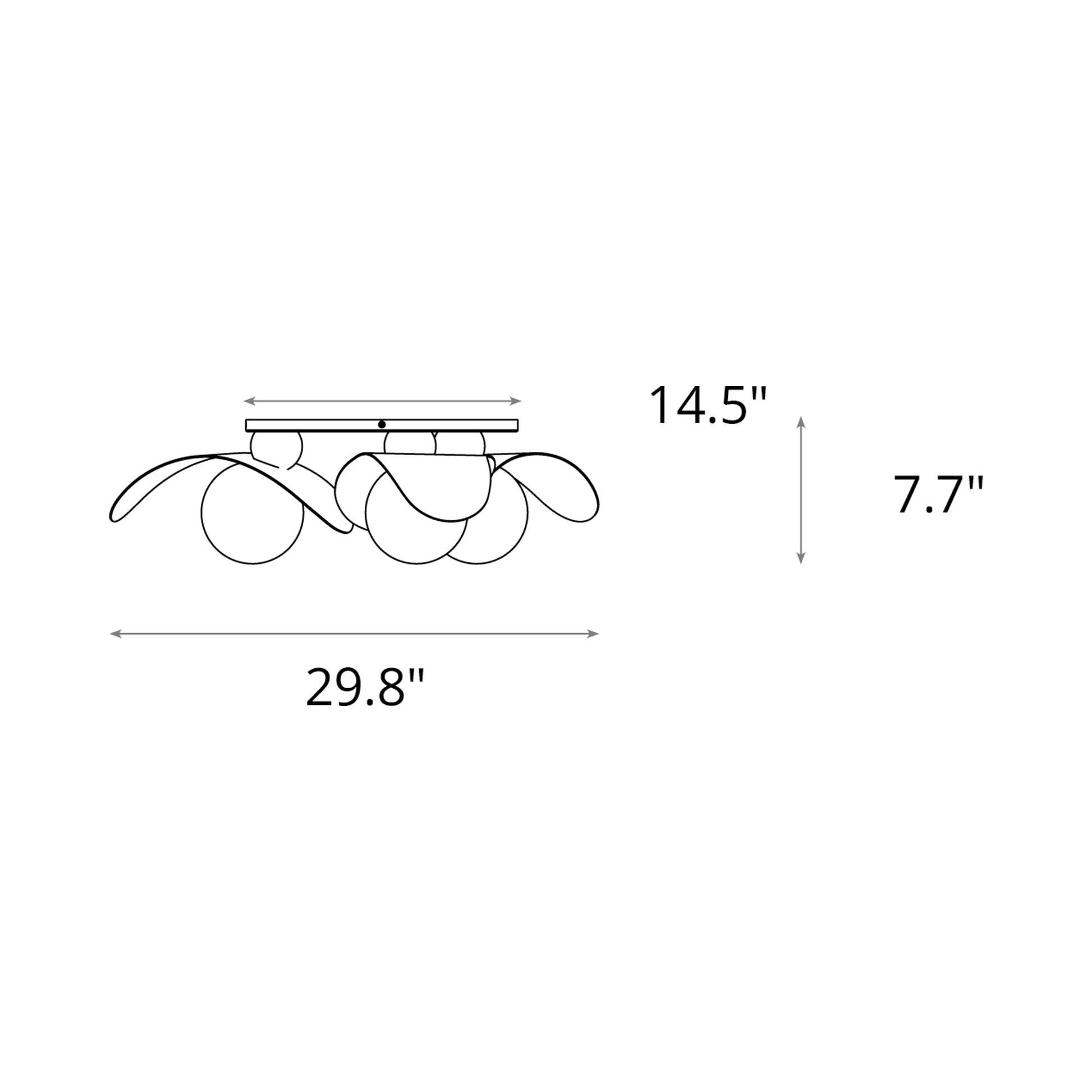 Yoki Semi Flush Mount Ceiling Light - line drawing.