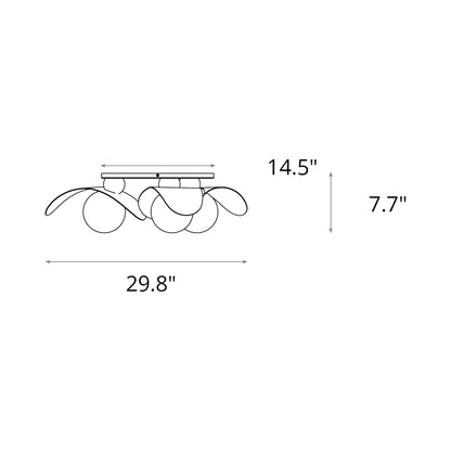 Yoki Semi Flush Mount Ceiling Light - line drawing.