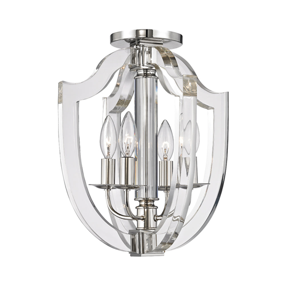 Arietta Semi Flush Mount Ceiling Light in Polished Nickel.
