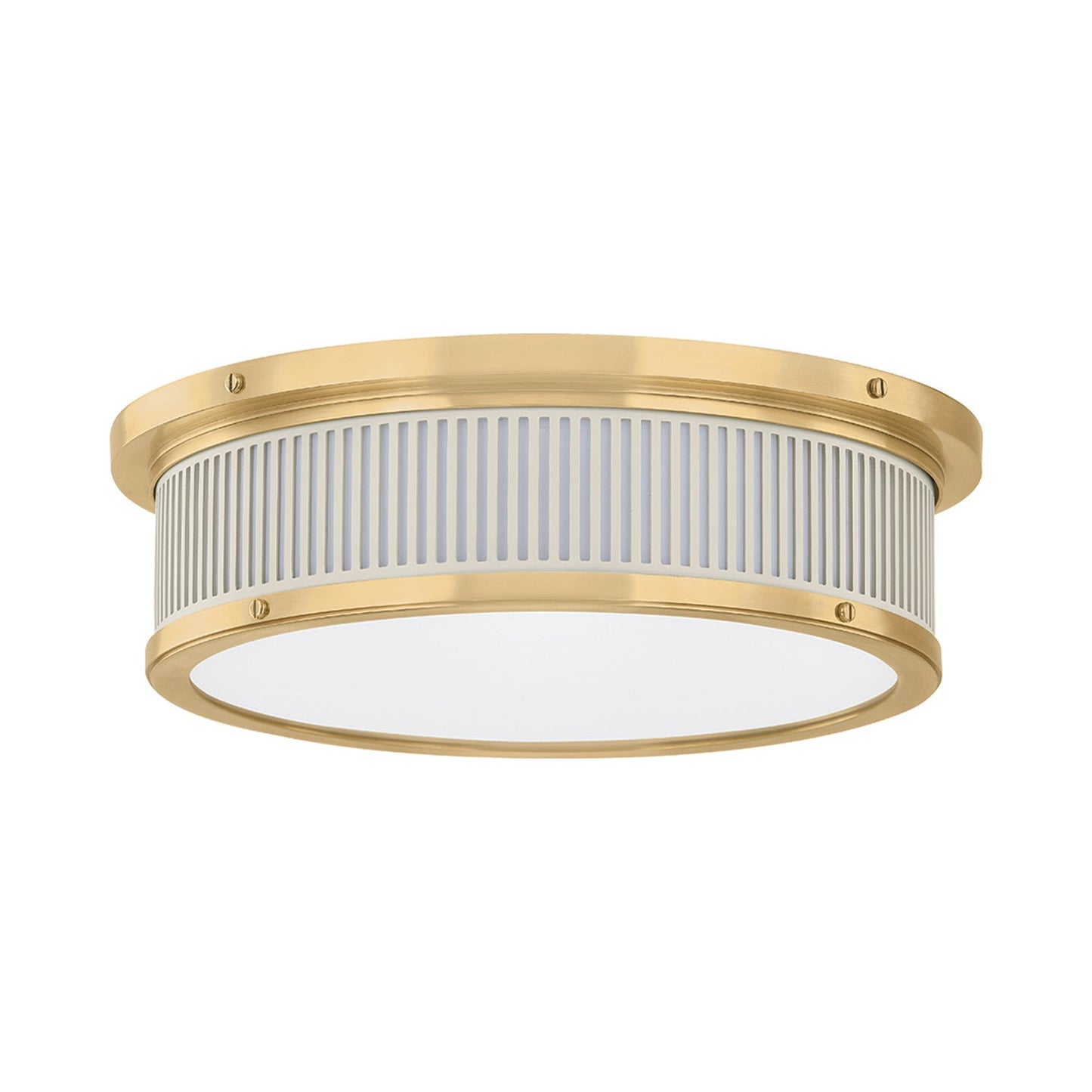 Ashdown Round LED Flush Mount Ceiling Light in Off-White.