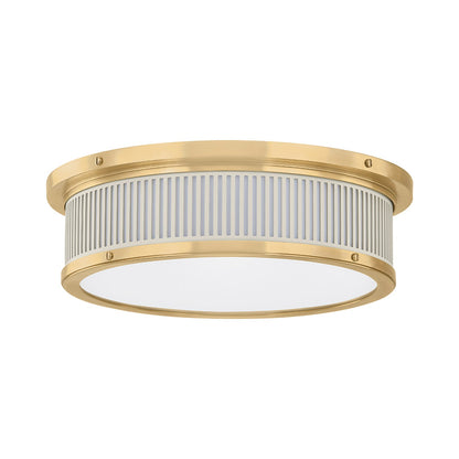 Ashdown Round LED Flush Mount Ceiling Light in Off-White.