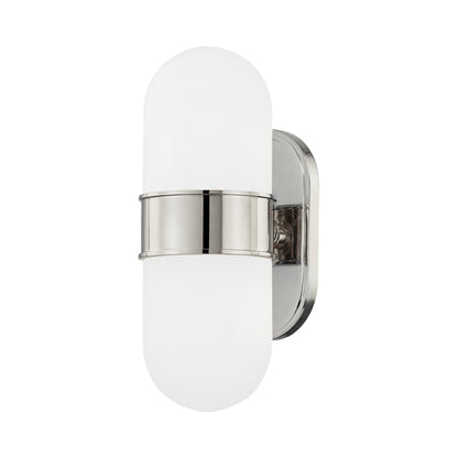 Beckler Wall Light in Polished Nickel.