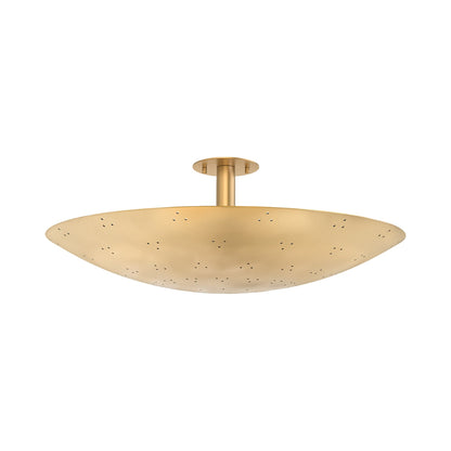 Bern Flush Mount Ceiling Light in Vintage Brass (28-Inch).