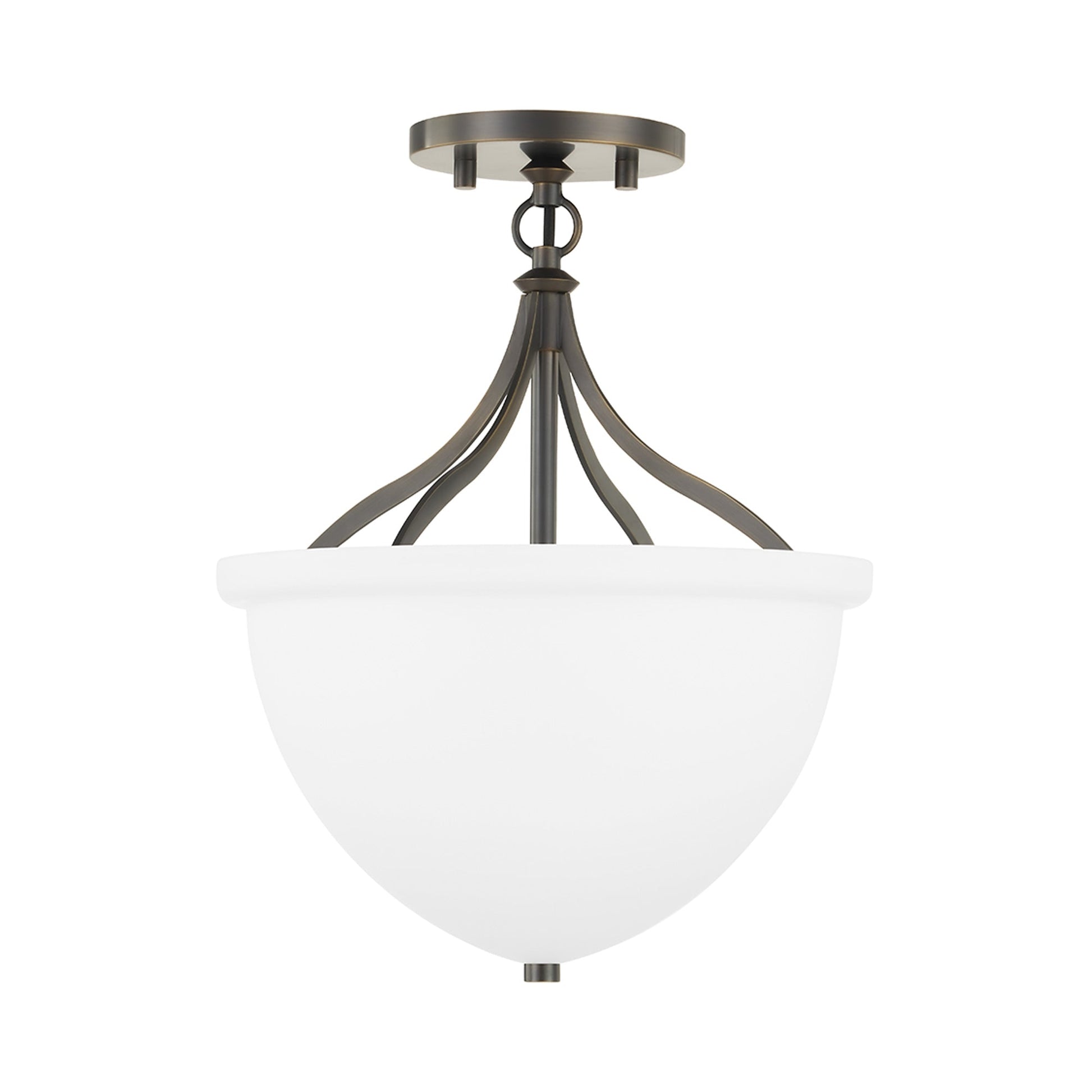 Browne Semi Flush Mount Ceiling Light in Distressed Bronze.