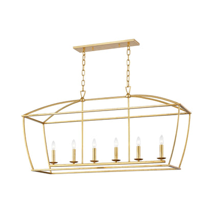 Bryant Linear Pendant Light in Gold Leaf.