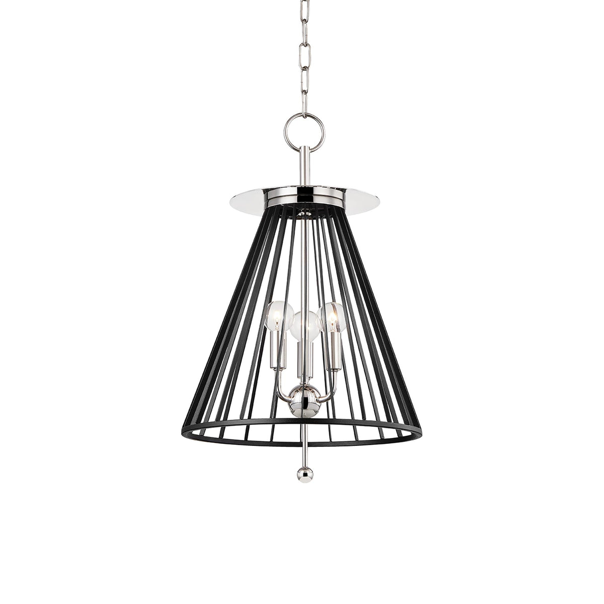 Cagney Pendant Light in Polished Nickel/Black (3-Light).