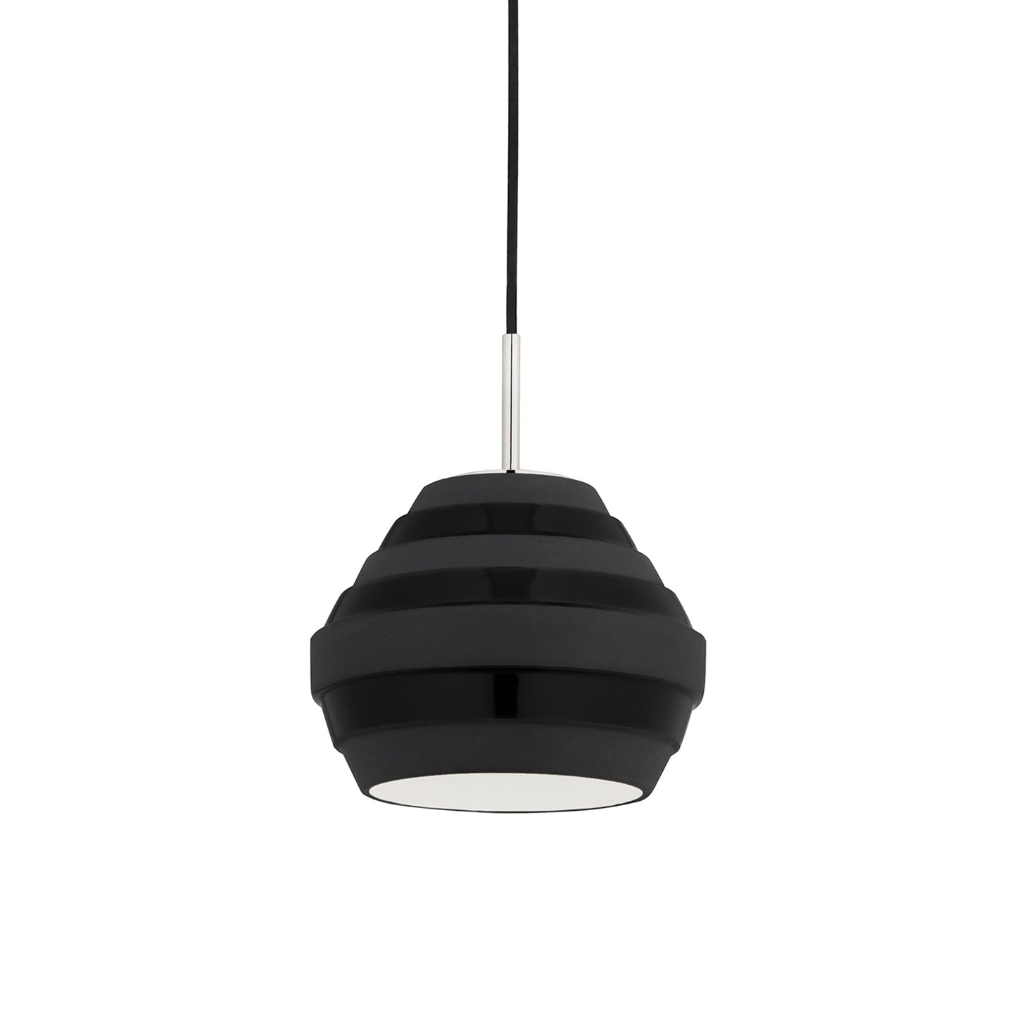 Calverton Pendant Light in Polished Nickel/Black.