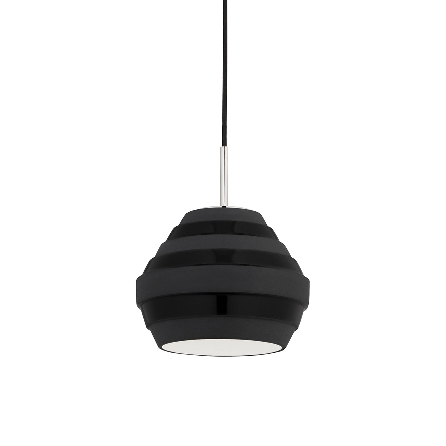 Calverton Pendant Light in Polished Nickel/Black.