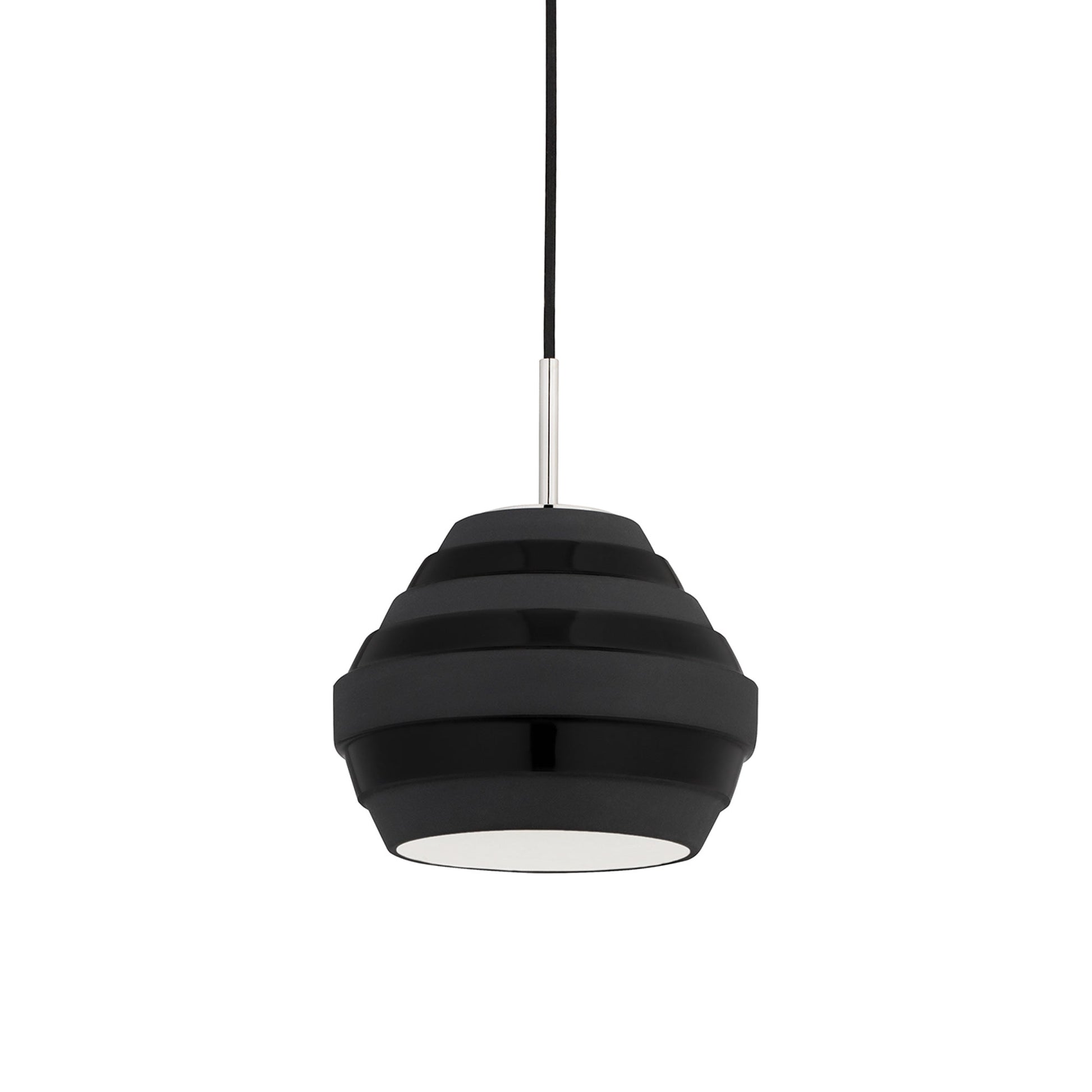 Calverton Pendant Light in Polished Nickel/Black.