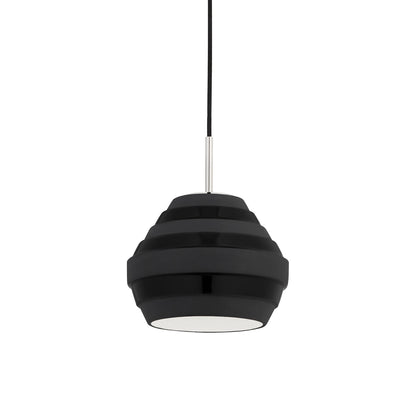 Calverton Pendant Light in Polished Nickel/Black.