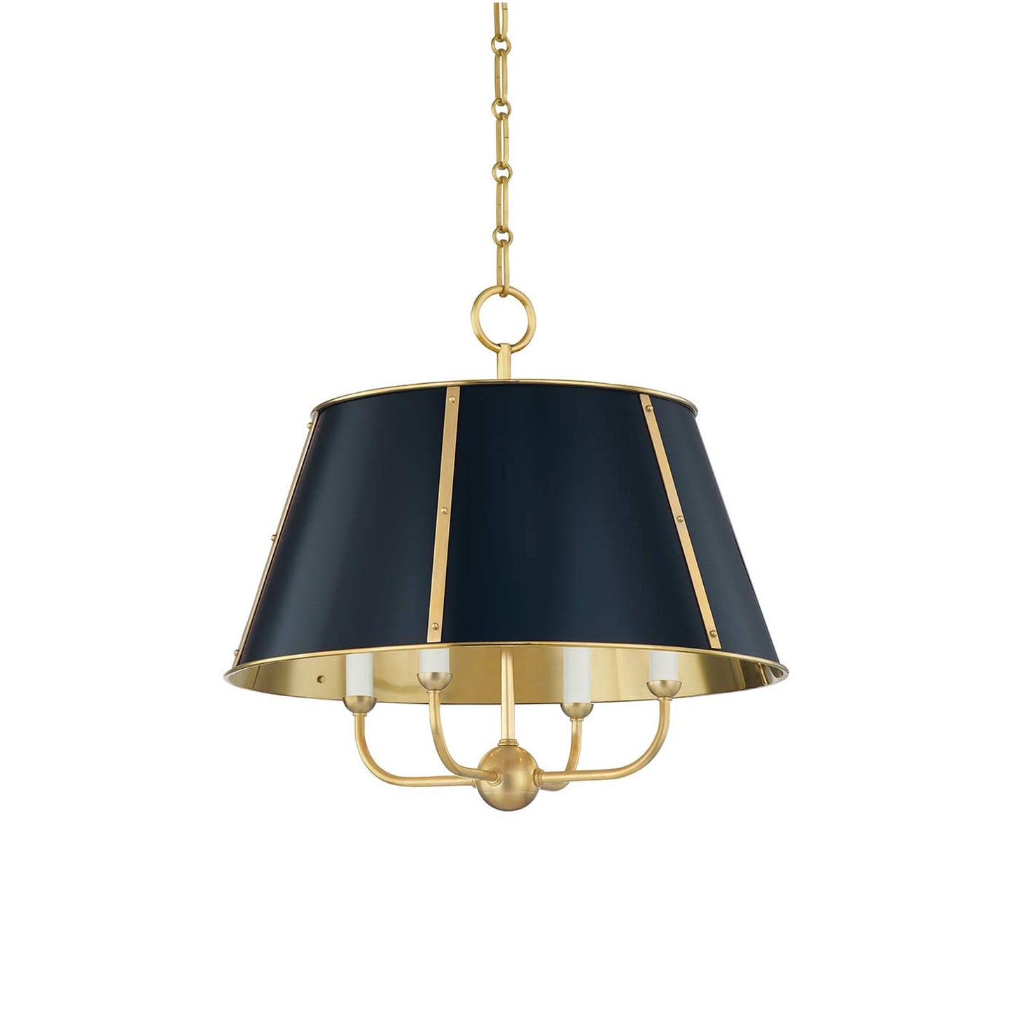 Cambridge Chandelier in Aged Brass/Darkest Blue (4-Light).