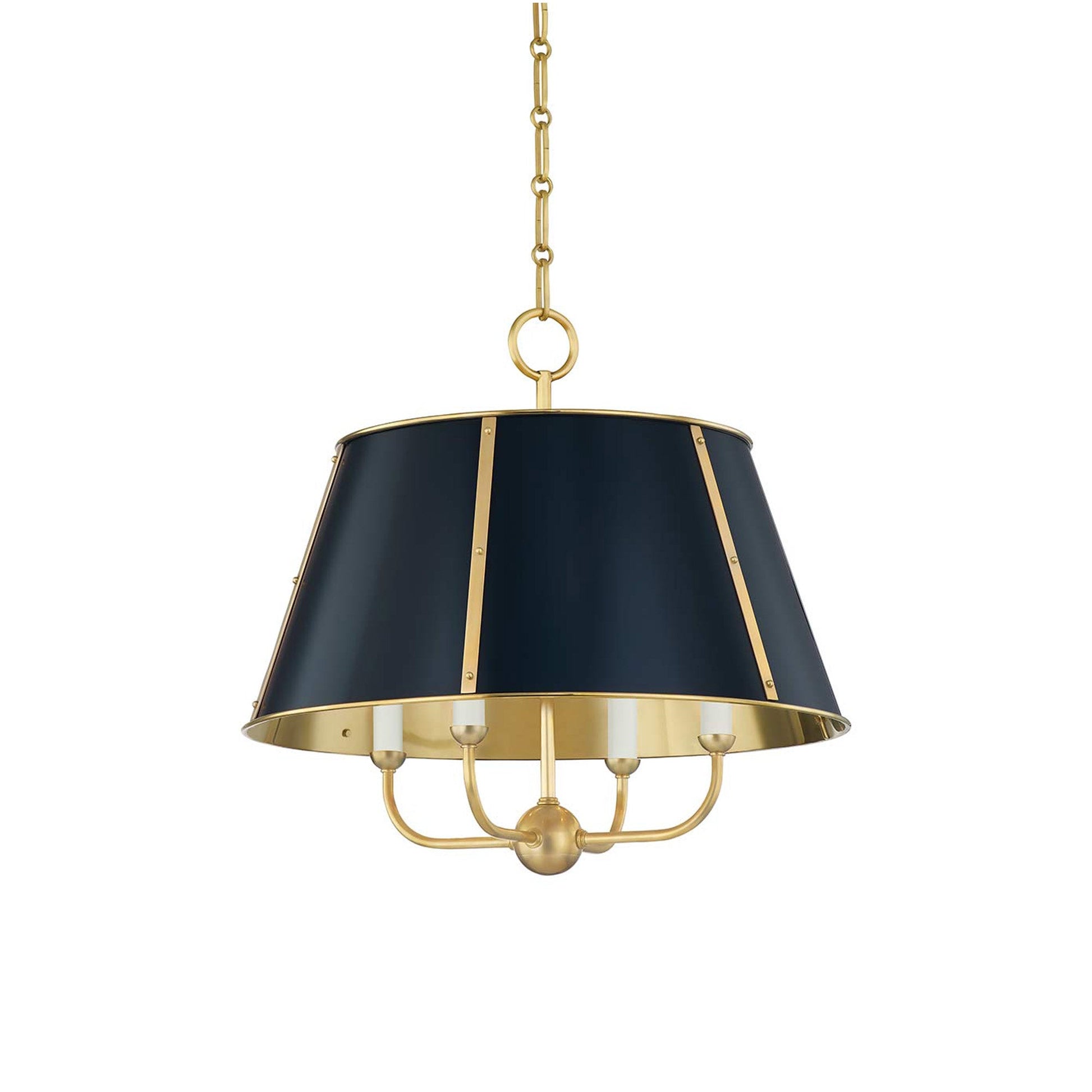 Cambridge Chandelier in Aged Brass/Darkest Blue (4-Light).
