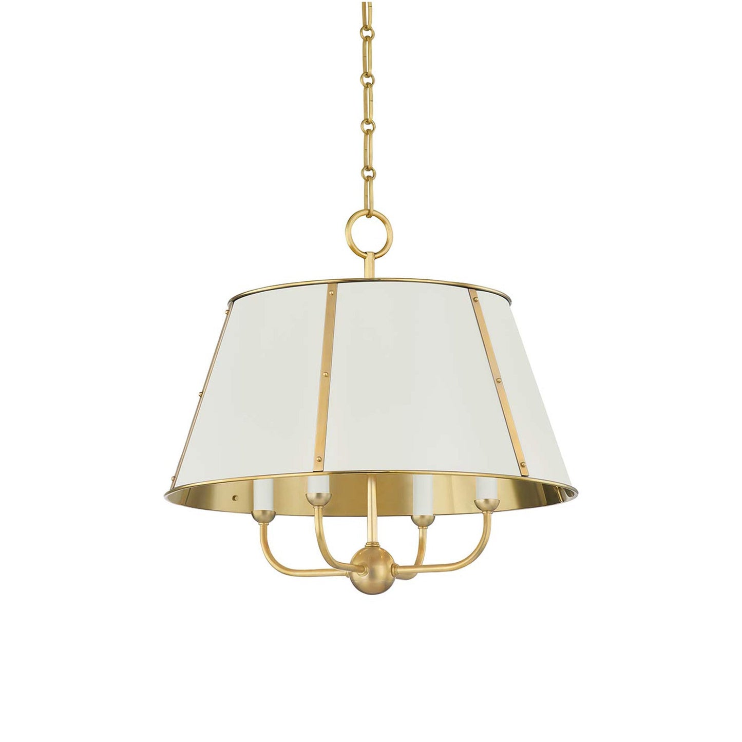 Cambridge Chandelier in Aged Brass/Off White (4-Light).