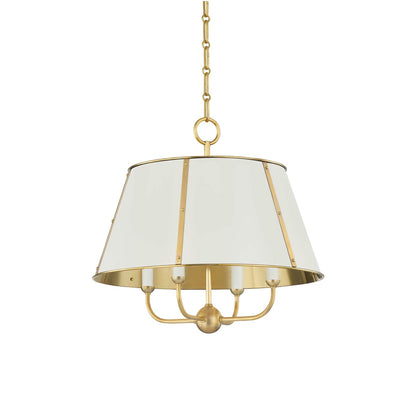 Cambridge Chandelier in Aged Brass/Off White (4-Light).