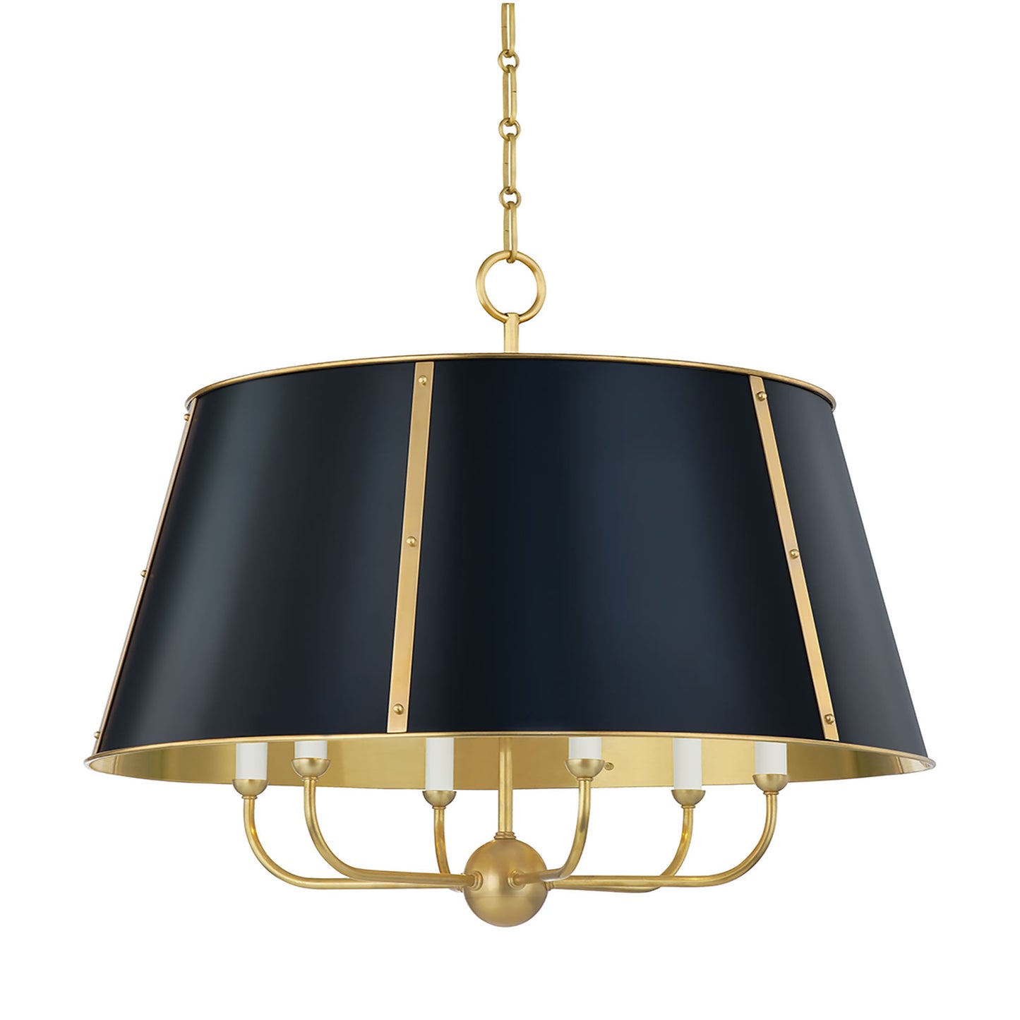 Cambridge Chandelier in Aged Brass/Darkest Blue (6-Light).