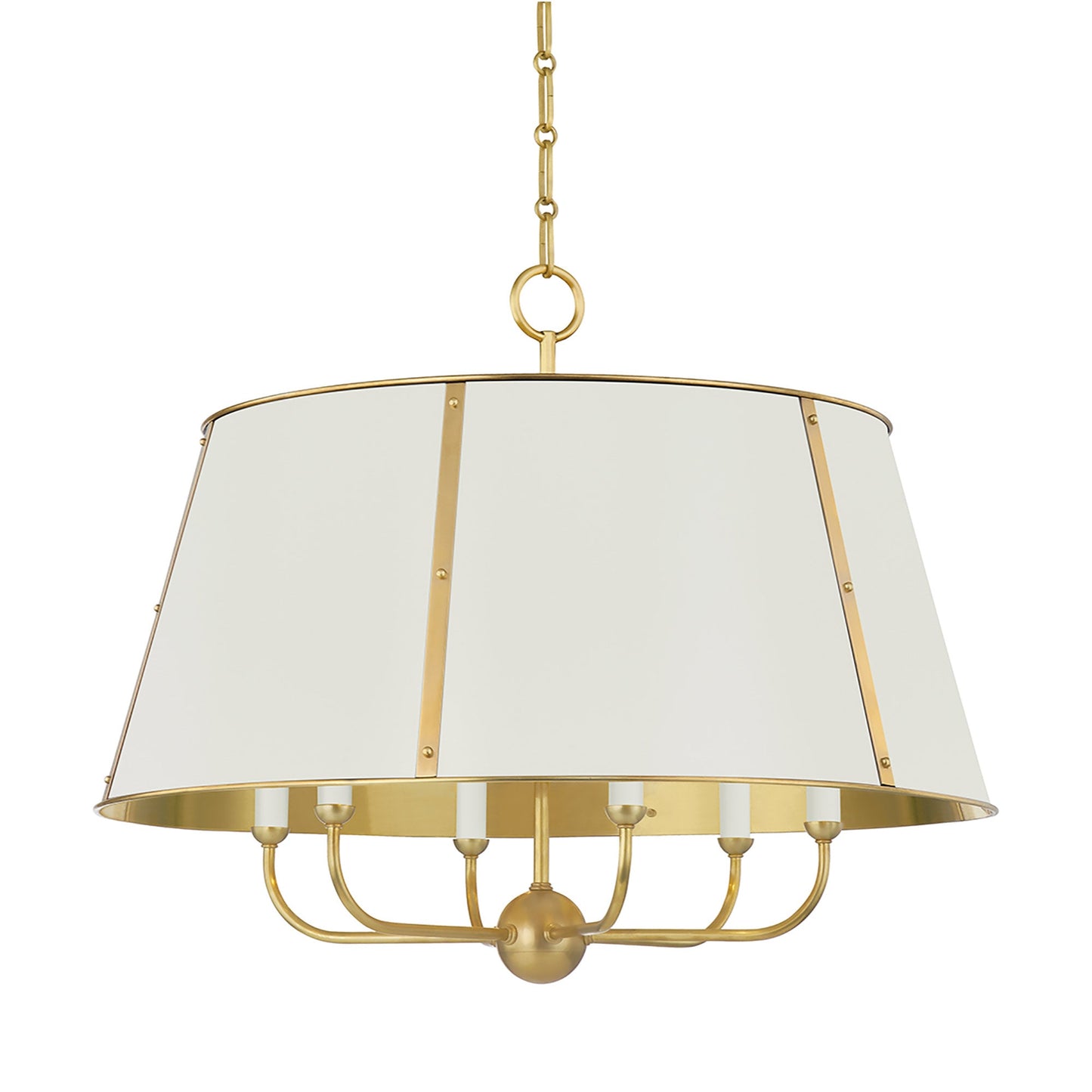 Cambridge Chandelier in Aged Brass/Off White (6-Light).