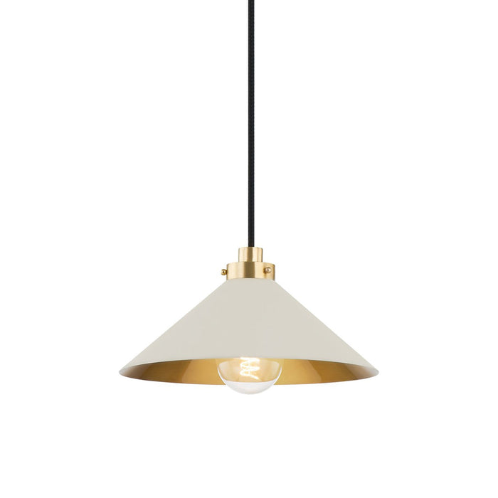 Clivedon Pendant Light in Aged Brass/Off-White (Small).