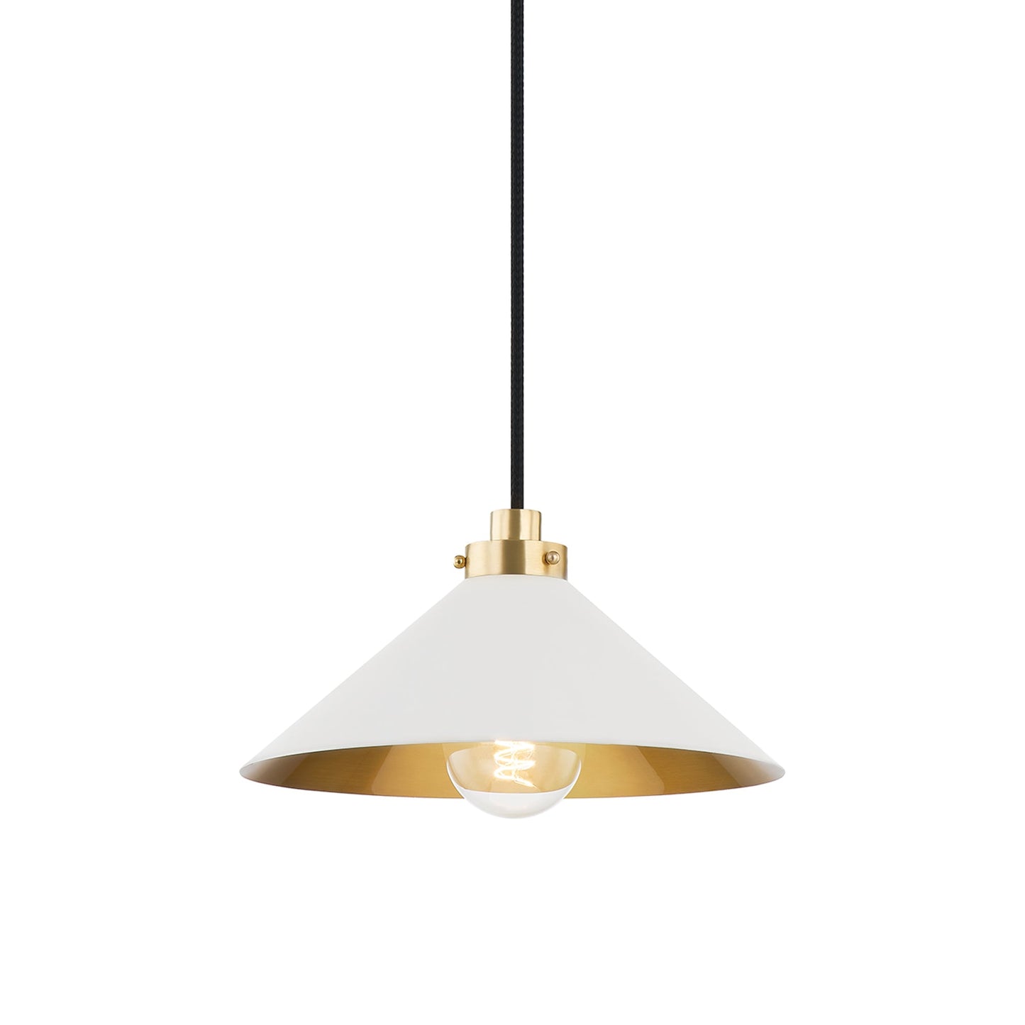 Clivedon Pendant Light in Aged Brass/Off-White (12-Inch).
