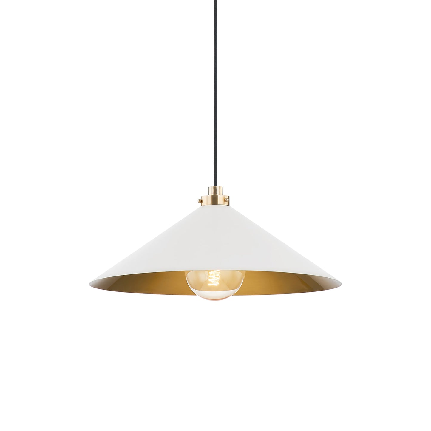 Clivedon Pendant Light in Aged Brass/Off-White (20-Inch).