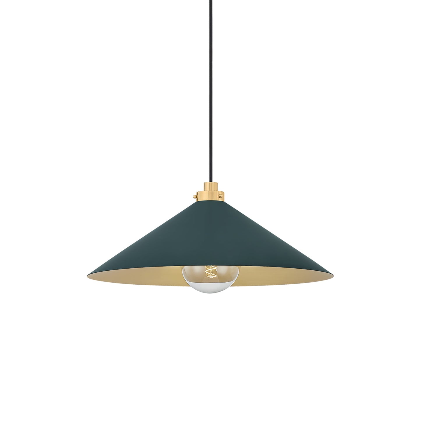 Clivedon Pendant Light in Aged Brass/Soft Studio Green (20-Inch).