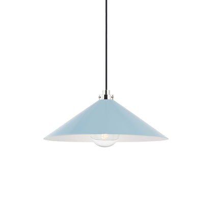 Clivedon Pendant Light in Polished Nickel/Bird Blue (20-Inch).