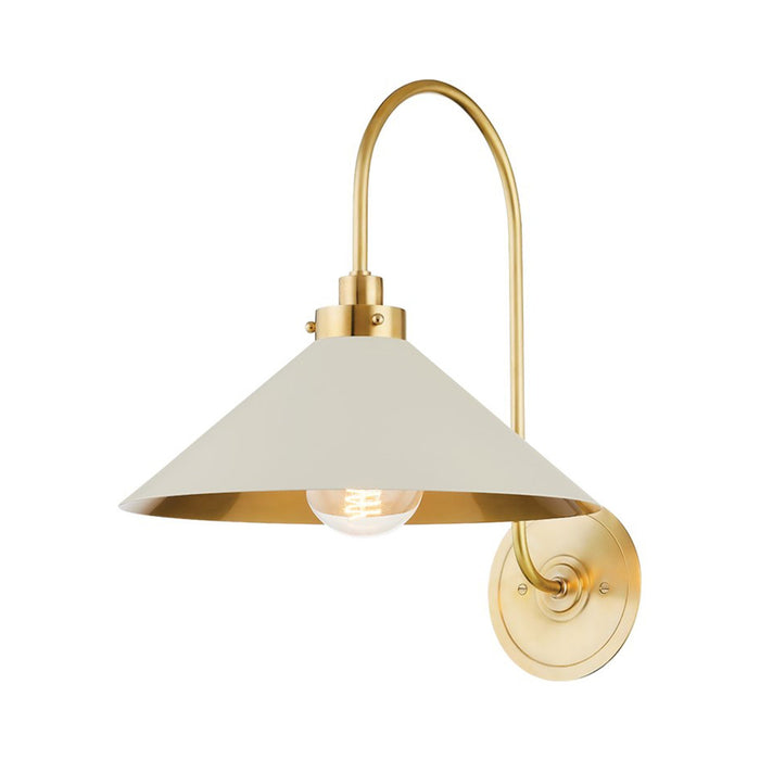 Clivedon Wall Light in Aged Brass/Off-White.