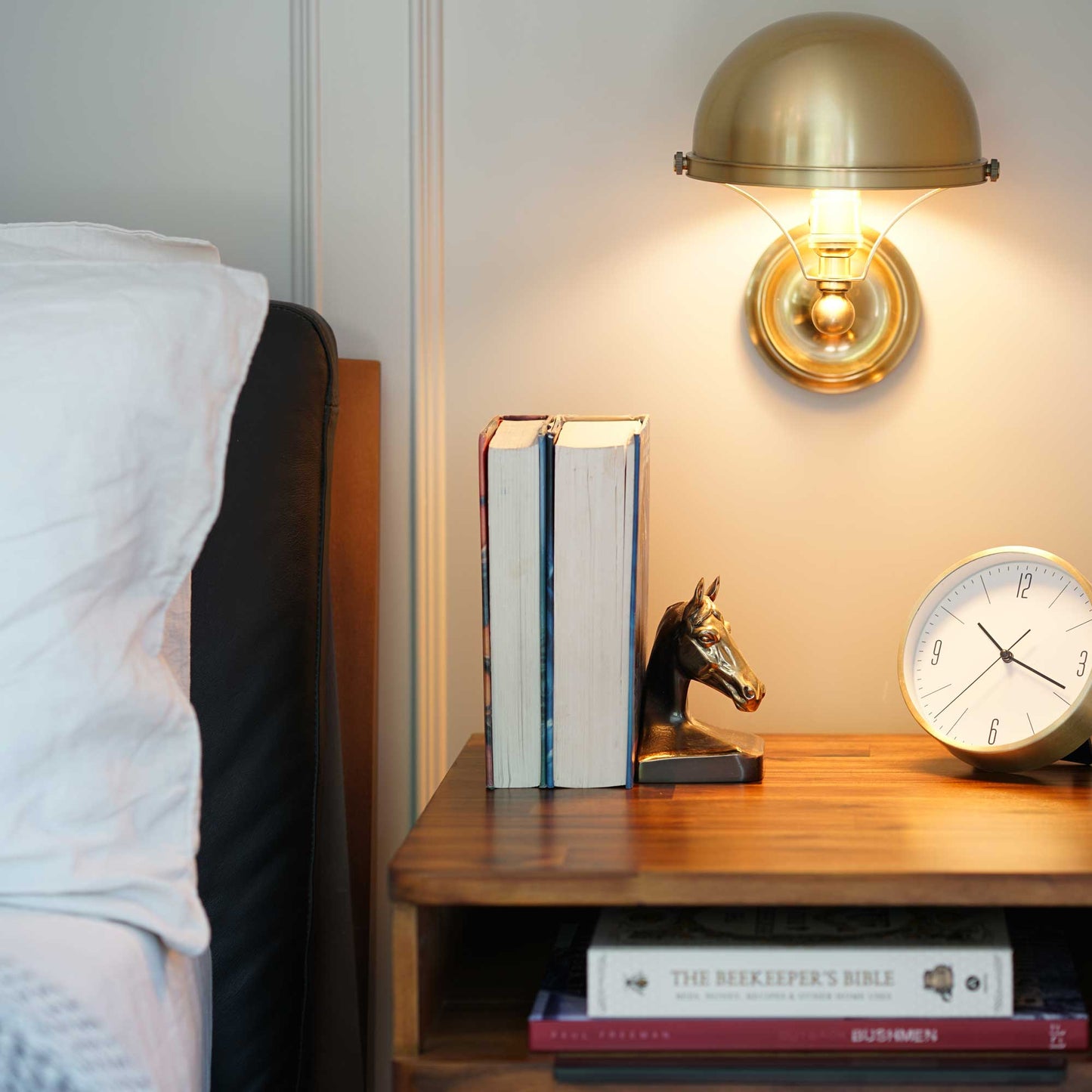 Covington Wall Light in bedroom.