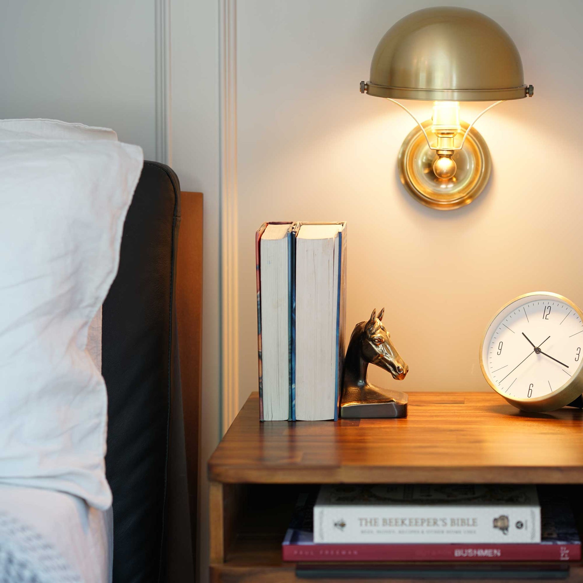 Covington Wall Light in bedroom.